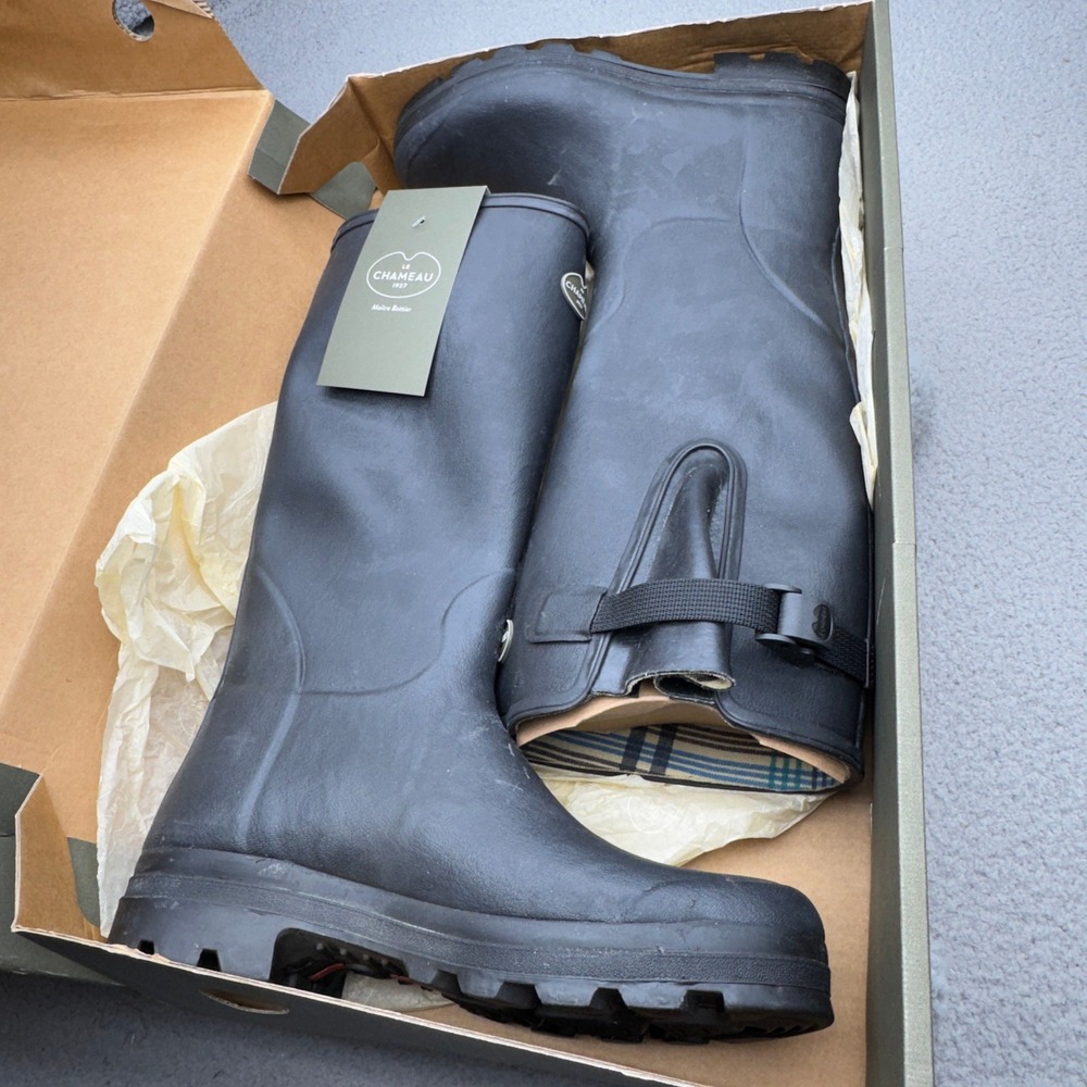 Le Chameau Vierzon M Boots Mens 11.5 Black Rubber Waterproof Rain Wellington
